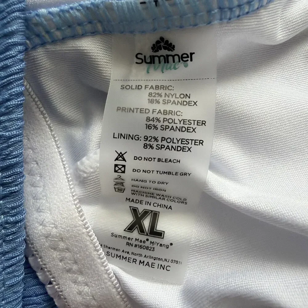 Summer Mae Maternity Swimsuit NWT XL Blue One Shoulder Ring One Piece Ruched